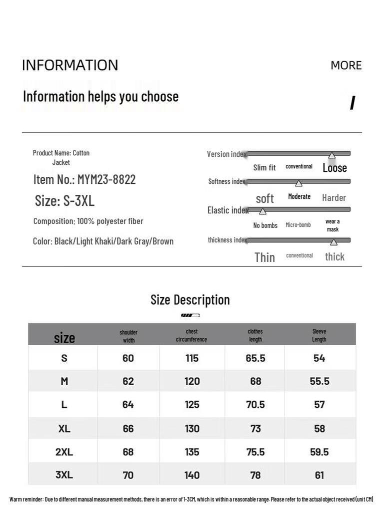 ROMON Men's Winter Stand-Collar Padded Jacket