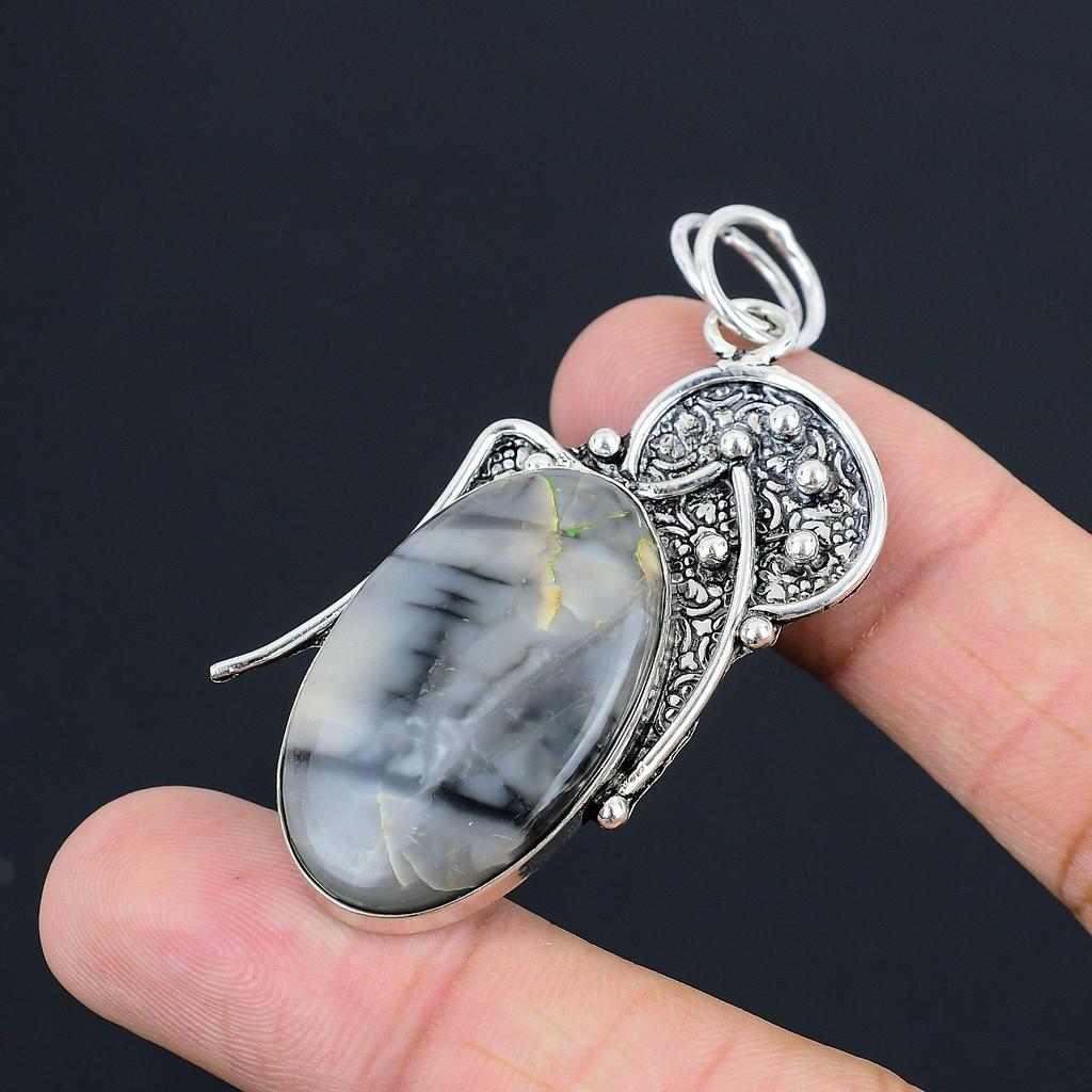 Daughters Day Deal Sterling Silver Fume Agate Gemstone Handmade Pendant Jewelry