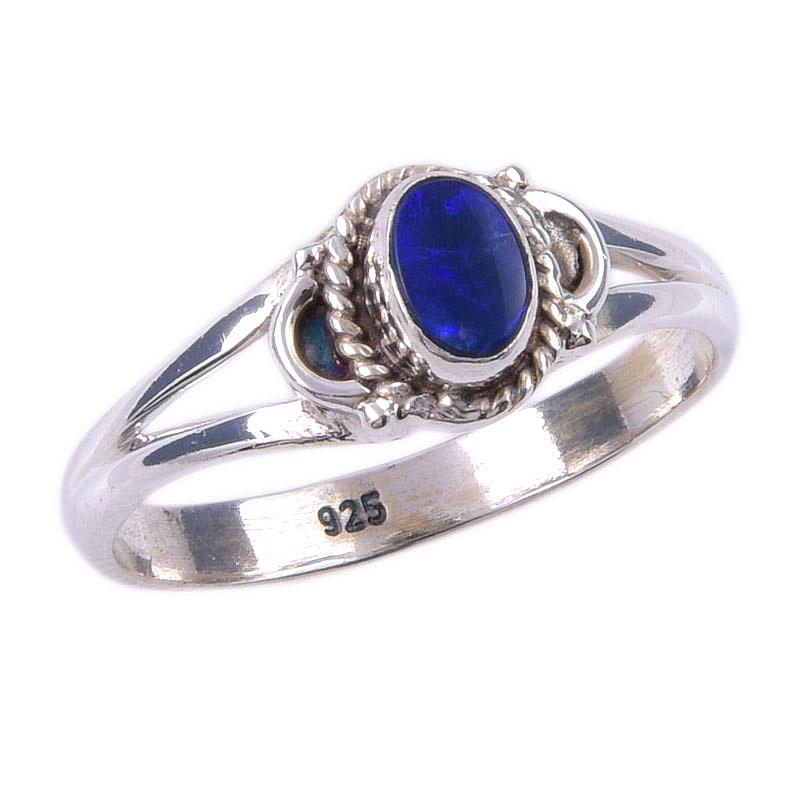 Natural Australian Opal Gemstone 925 Solid Sterling Silver Jewelry Ring S.7 F9z07