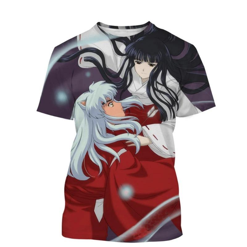 Latest Style Anime Inuyasha 3D Printing T-shirt Men And Women Fashion Casual Harajuku Style Hip-Hop Street Cool T-Shirt O-Neck S