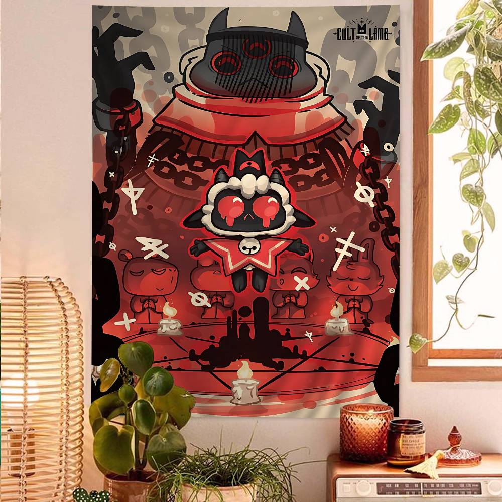 Game Cult Of The Lamb Colorful Tapestry Wall Hanging Bohemian Wall Tapestries Mandala Wall Hanging Sheets