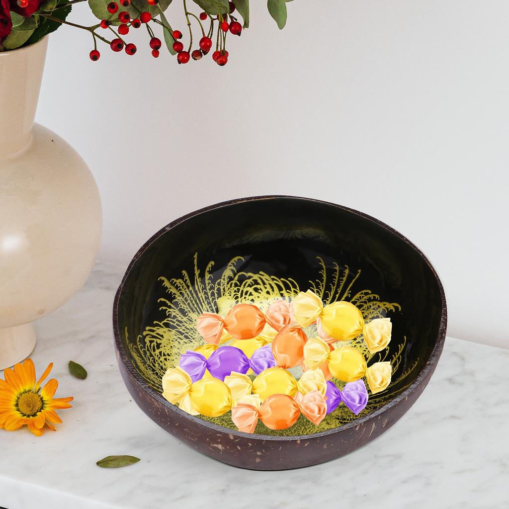 Coconut Bowl Candy Container Storage Shell Nuts Holder Snack Salad Bamboo Wooden Child Office