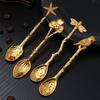 Colher de Café Retro de Metal Libélula Galhos Folhas Forma Sorvete Bolo Sobremesa Colher para Misturar Leite Utensílios de Cozinha Talheres