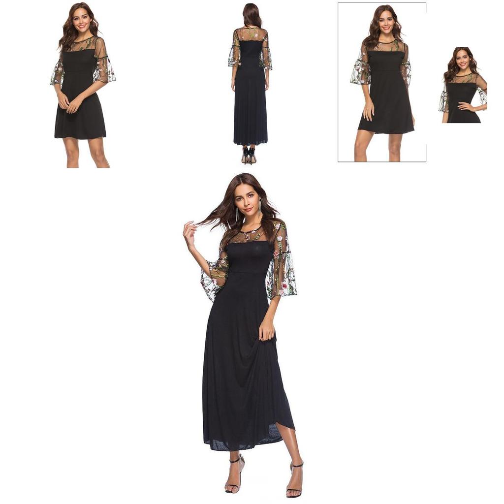 Elegant Fashion Women Chimmo Bodycon Dress With Embroidered Floral Design