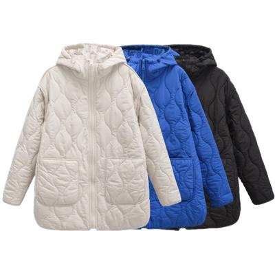Autumn Winter Product Women's New Fashion and Casual Versatile Stand Up Collar Hooded Jacket Cotton Coat