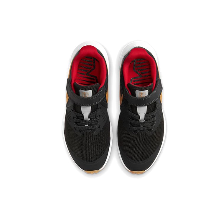 Nike Star Runner 2 Slip Resistant Abrasion Resistant Low top Kids' Running Shoes Black Gold Red AT1801-010
