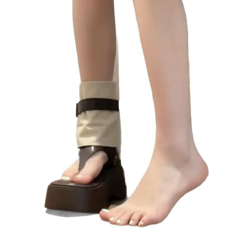 Small thick-soled toe Roman cool boots women's summer 2025 new muffin open-toed sandals