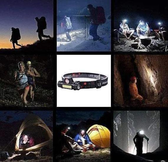 GOODGUY Headlamp with Dual Near and Far Stepless USB and Japanese Instruction Manual of for Fishing Beams, Dimming, 90° Rotation, Charging, (Set 2)