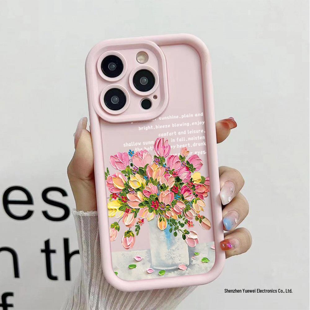 Colorful Floral Soft Phone Case for Apple 12/13/14/15 Pro Max — Full Coverage, Drop-proof, Creative Design
