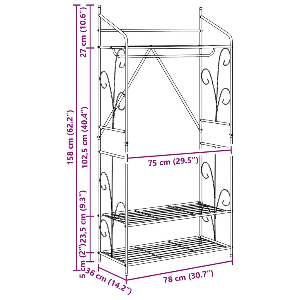 Minimalist Open Wardrobe Set 2 pcs 78 x 36 x 158 cm