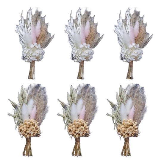 6Pcs Artificial Dried Flower Bouquet Bohemian Mini Flower Bouquet DIY Crafts Vase Wedding Party Home Office Table Centerpiece Decoration