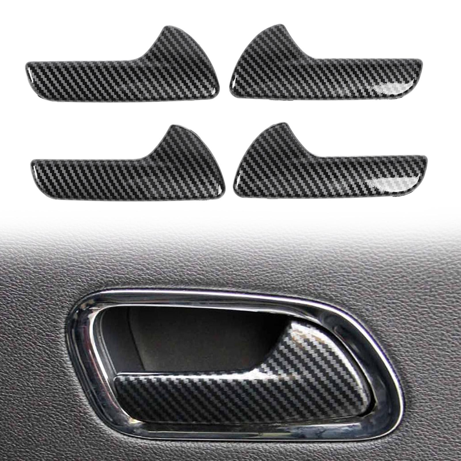 

4 шт. Внутренняя отделка дверной ручки, модная, устойчивая к царапинам и истиранию, простая установка для автомобилей, стиль из углеродного волокна