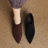 Krazing Pot Sheep Suede Autumn Winter Shoes Stiletto Med Heels Size 43 Size 42 Pointed Toe Concise Style Deep Mouth Pumps