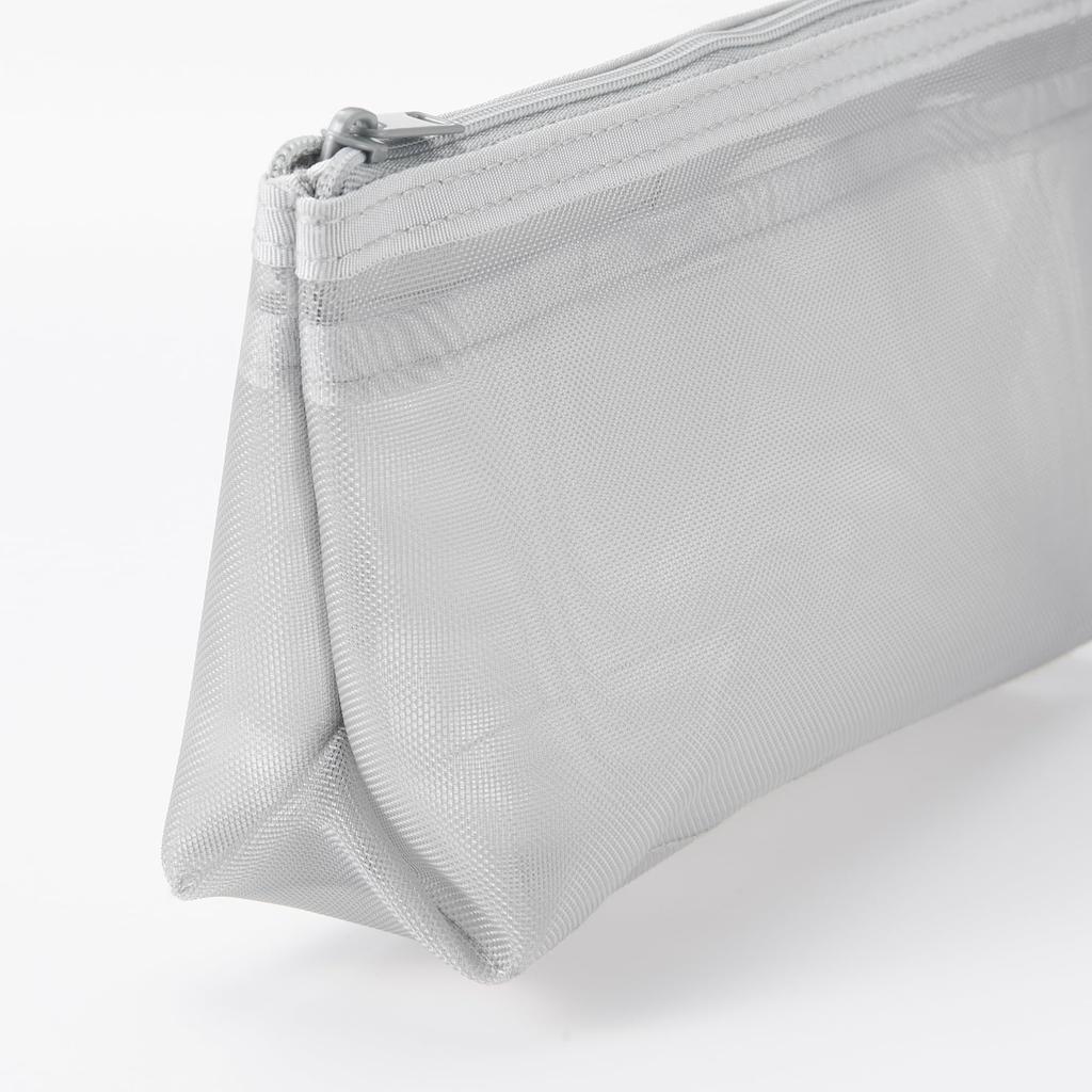 MUJI Nylonmesh Pennfodral med 17 cm Bredd x 10 cm Höjd x 5 cm NDE05A1S Kil, Grå, Ca. Djup,