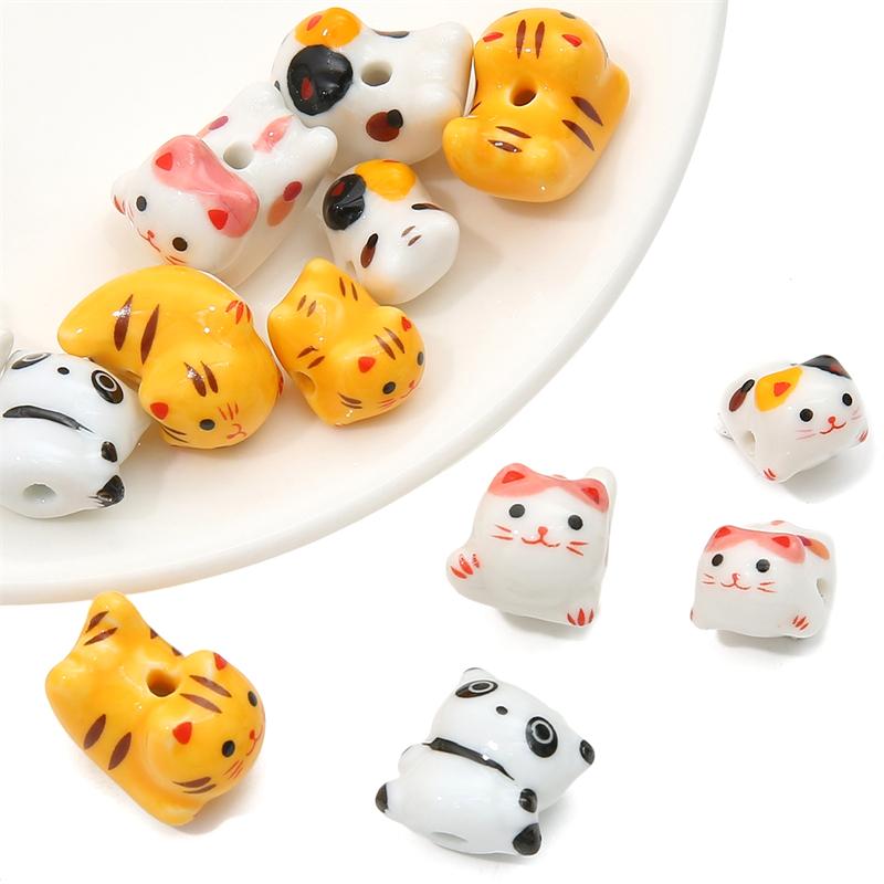 Ceramic Vertical Hole Hand-painted Beads Loose Spacer Charms for DIY Bracelet Necklace Jewelry Making Accessories