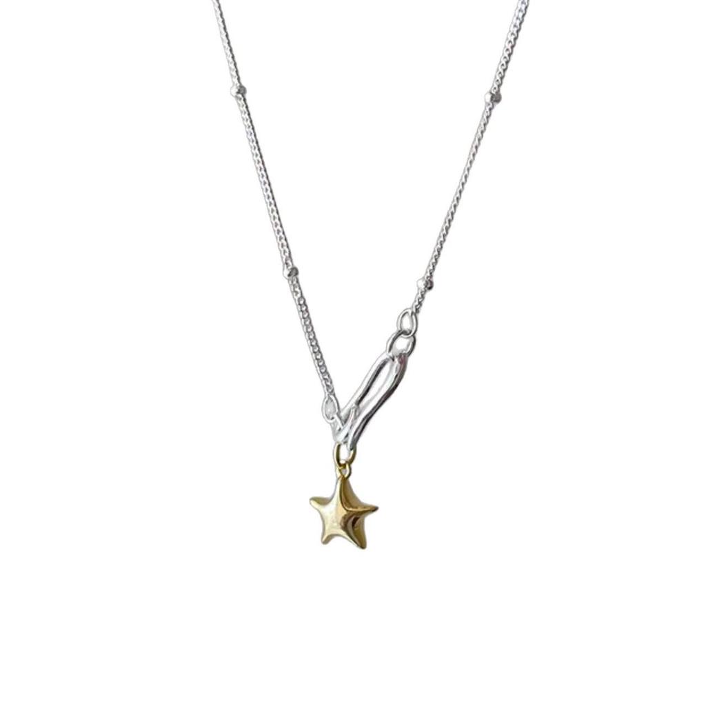 Gold Star Pendant Clavicle Chain Necklace: Women's Versatile, Sweet, Cool, Light Luxury Choker.