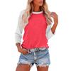 Women's Casual Colorblock Long Sleeve T-shirt Top