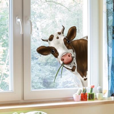 Caballos Animales Pegatina de Pared Fondo de Ventana Decoración del Hogar Mural Papel Pintado para Sala de Estar Calcomanía Divertida