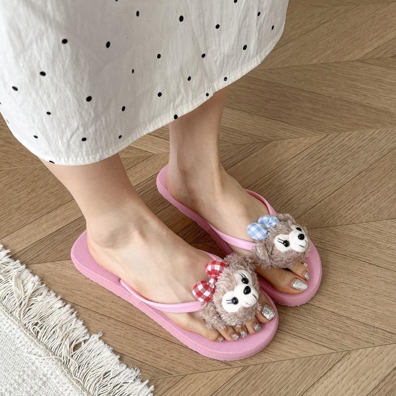 Summer new cartoon cute women's flip-flops fashionable and comfortable beach non-slip flat-bottomed slippers women