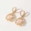1 Pair Luxurious Hollow Imitation Pearl Drop Shape Dangle Earrings for Women Cubic Zirconia Jewelry Wedding Party Accessories