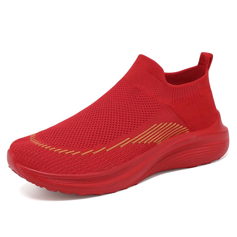 Women's Flyknit Lightweight Slip-on Sneakers: Breathable, Soft Sole Running Shoes for Spring and Summer