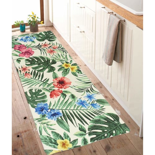 Arie PVC Mat, Stain-Resistant, Easy to Clean, for Kitchens, Living Rooms, Resort Style, Green, Approx. 45 x 180 cm