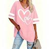 Plus Size Heart Print T-Shirt Casual Crew Neck Short Sleeve T-Shirt Women's Plus Size Clothing
