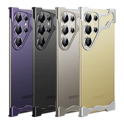 Rahmenlose Eckpolster aus Metall, stoßfeste Stoßstangenhülle für Samsung Galaxy S24 Ultra S23 Plus S24Ultra Kameraobjektiv-Schutzabdeckung