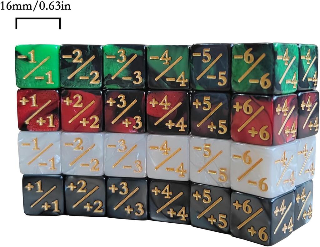 10Pcs 16Mm 6 Side Dice Counters +1/-1 Dice Kids Toy Counting Dice For Mtg Magic The Gathering Card Gaming Token & Loyalty Dice