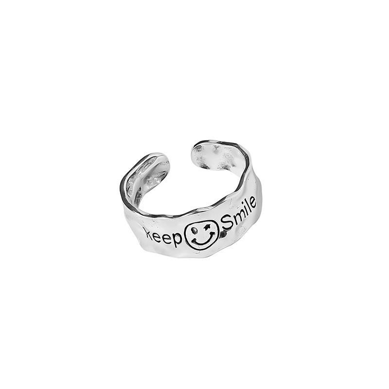 Elegant 925 Silver Ring For Women With Vintage Korean Style Smiling Face Design