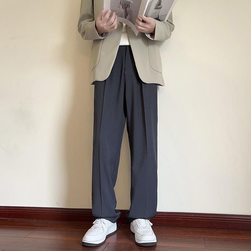 

Мужские черные брюки широкого кроя — модный прямой крой для весны и осени M темно-серого