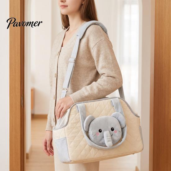 Adjustable Shoulder Strap Pet Bag Quilted Cat Carrier Purse, Breathable Bag, Mesh Window, Zipper Closure, Safety Buckle, for Small Animals Cute