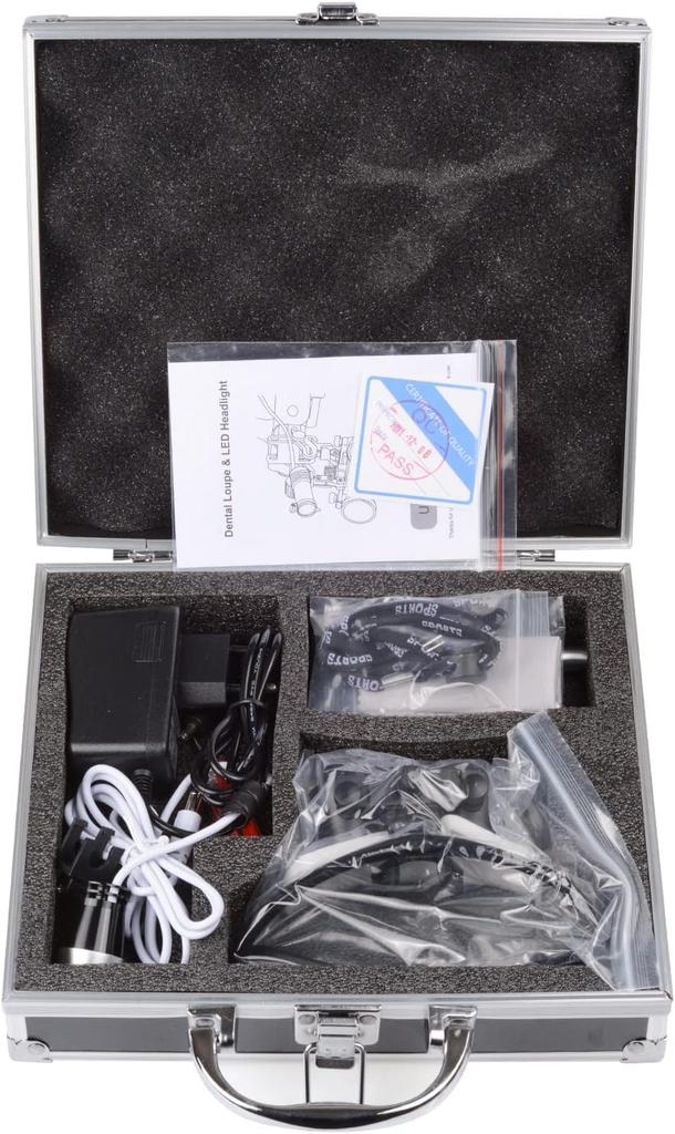 Kurtvenid Binocular Magnifier with 1W Spotlight and LED Portable for Laboratory and Easy Storage 3.5x Lamp, Use, Appraisal, Lighting, (Black)