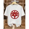 Herren Baumwoll-T-Shirt in Übergröße mit mysteriösem Hexagramm und der Zahl 666 als Aufdruck, Bequemes Freizeit-T-Shirt mit kurzen Ärmeln für den Sommer