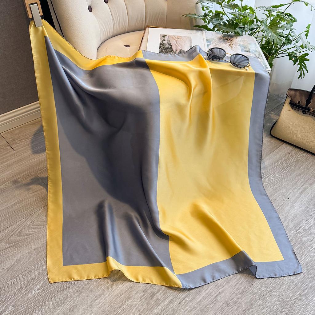 Spring And Autumn Fashion Color Matching Simulation Silk Scarf Versatile Display Temperament Women'S Beach Scarf Headscarf Scarf