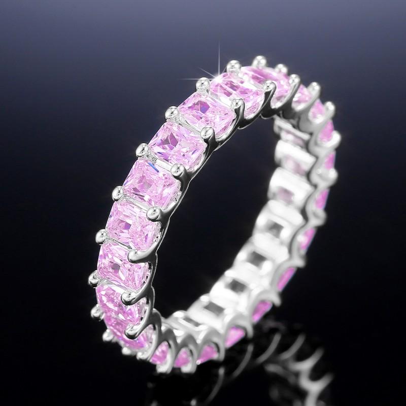 Crystal/Pink CZ Promise Rings Women Simple Stylish Finger-ring Wedding Engagement Bands Fashion Versatile Lady Jewelry