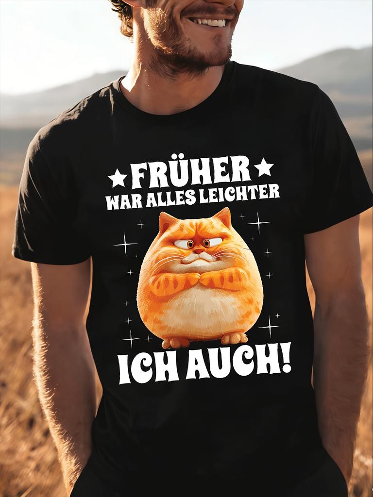 In The Past Everything Was Easier Including Me a Chubby Cat Humorous Quote in for men women And Unisex All T-Shirt