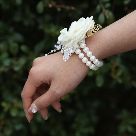 Yousheng Rose Wrist Corsage Boutonniere Fine Workmanship Rhinestone Corsage Elegant Wedding Flower Accessories