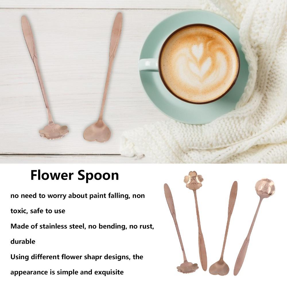 4Pcs Rustless Steel Stirring Spoon Multi-color Dessert Spoon Safe Beverage Stirrer Afternoon Tea
