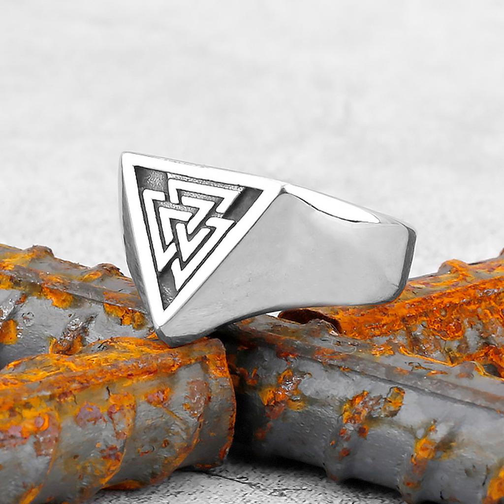 Viking Stainless Steel Ring Anchor Compass Tree of Life Nordic Viking Rune Wolf Men and Women Ring Jewelry for Boyfriend as Gift