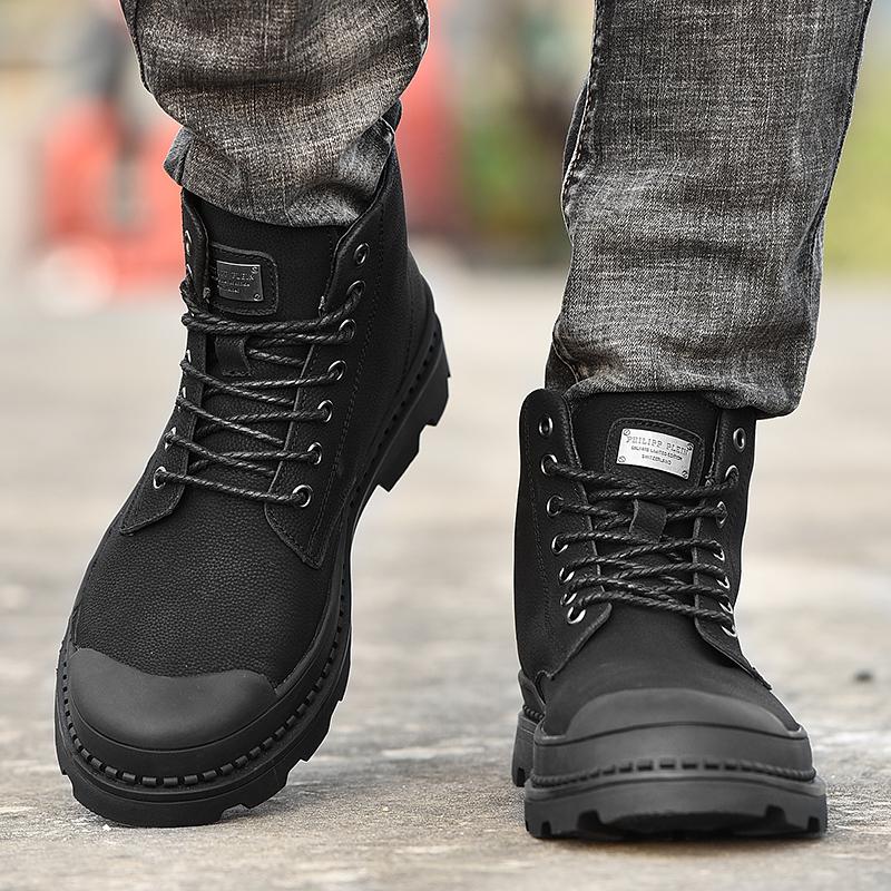 FashionBrand New Autumn and Winter Black Anti Slip and Durable Work Wear Shoes Popular Fashion Comfortable High Top Boots Outdoor Boots