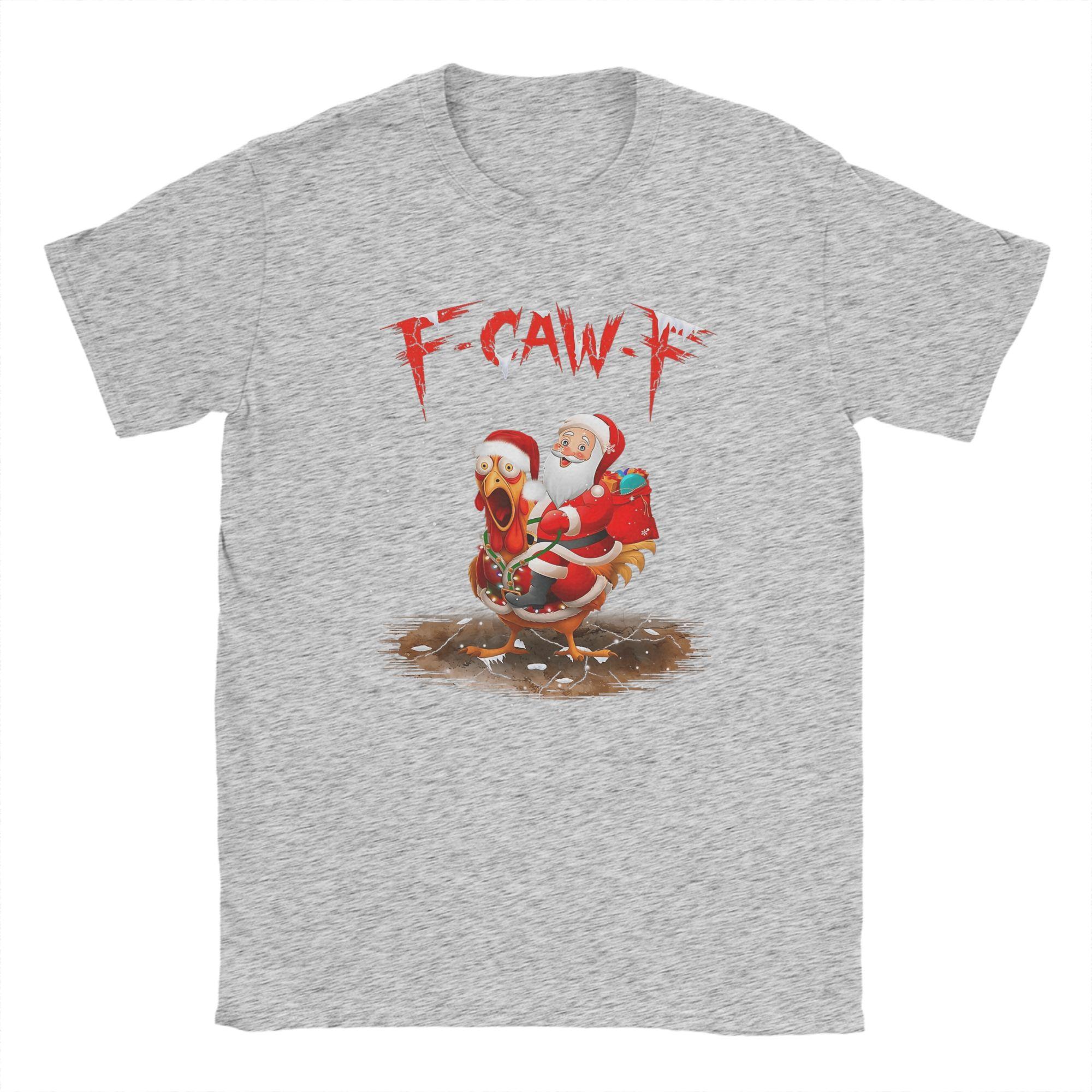 Mens TShirt Funny FCawF Santa Riding Chicken Christmas Fcawf Funny Cotton Tee Shirt Short Sleeve T Shirts Clothes Summer M