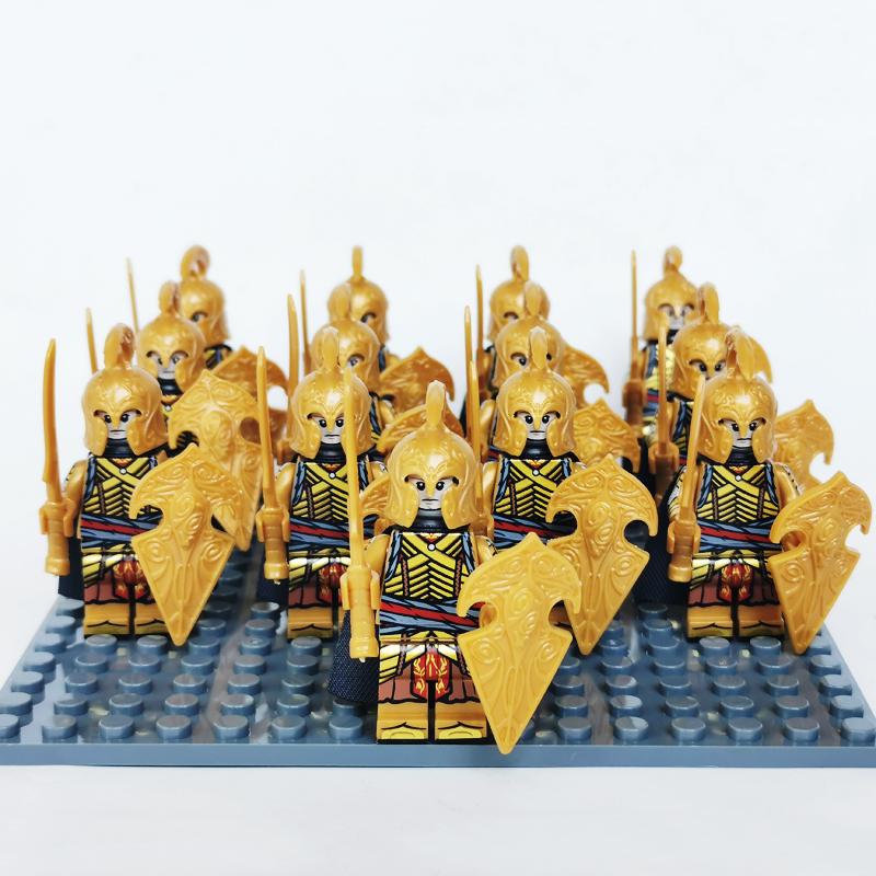 13 Pcs Demon World Noldor Elf Soldier Minifigures, Building Blocks Army Set with Spear Crossbow Axe, Educational Bricks Kid Toys