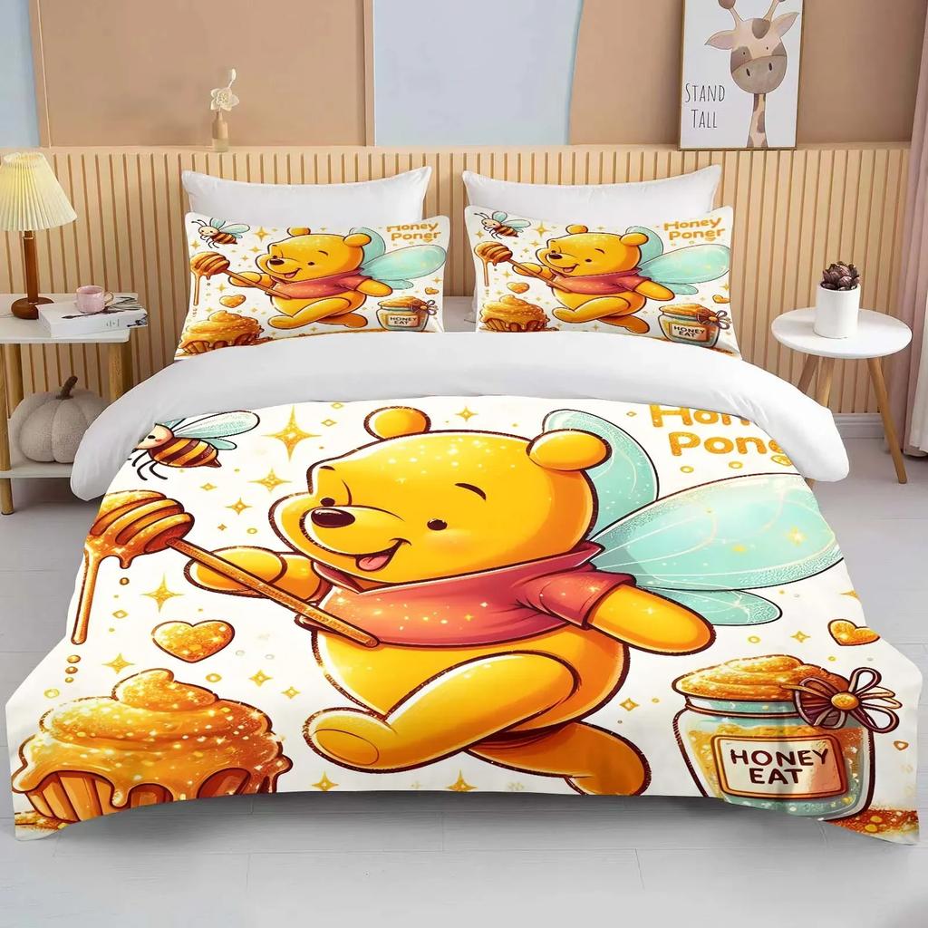 Winnie The Pooh Comforter Bedding Sets Quilt Cover Bed Cover Duvet Cover Pillow Case 2-3 Pieces Sets Kids Adult Size Home Decor