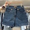 Women's Summer-Style Wide-Leg High-Waisted Shorts Cuffed Plus Size A-Line Denim Shorts