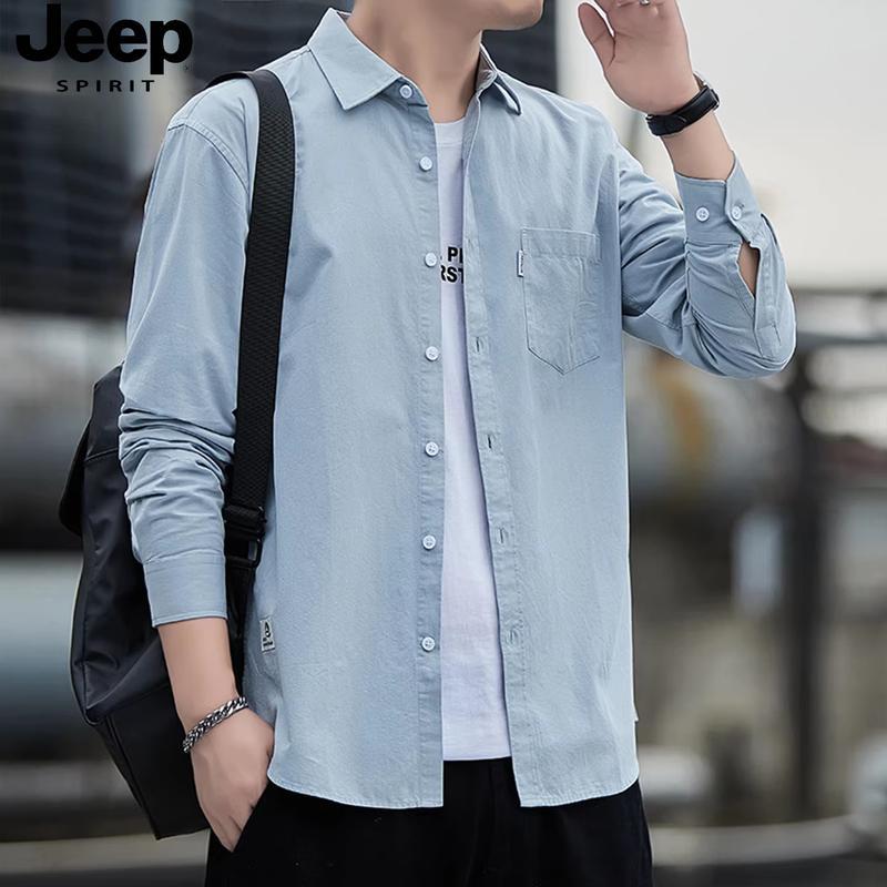 

JEEP SPIRIT Men s Wrinkle-Free Cotton Long-Sleeve Casual Shirt M