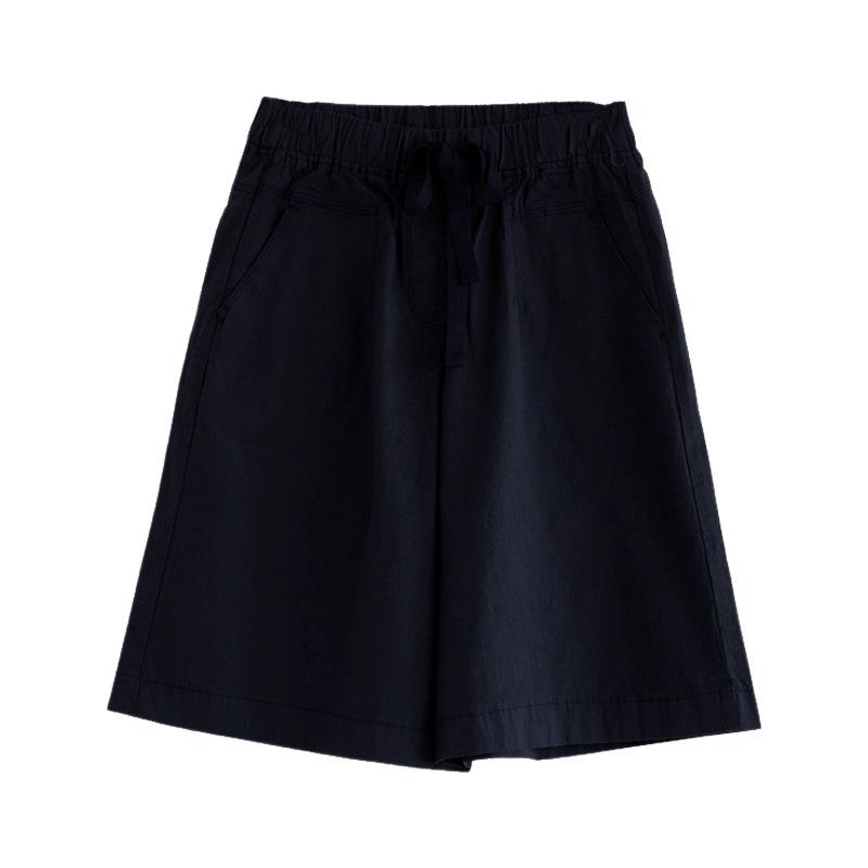 Dames Casual Shorts met Hoge Taille van Katoenen Twill - Los, Kreukvrij, Wijde Pijpen, Grote Maten, Zomerstijl