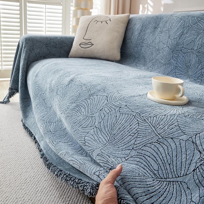 Thick Cat Scratch Resistant Leaf Plant Pattern Sofa Cover Slipcouch High Quality Sofa Protector Throw 90*90cm