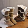 2025 Stilvolle High-Top Schneestiefel im koreanischen Stil für Mädchen mit doppelten Schnallen