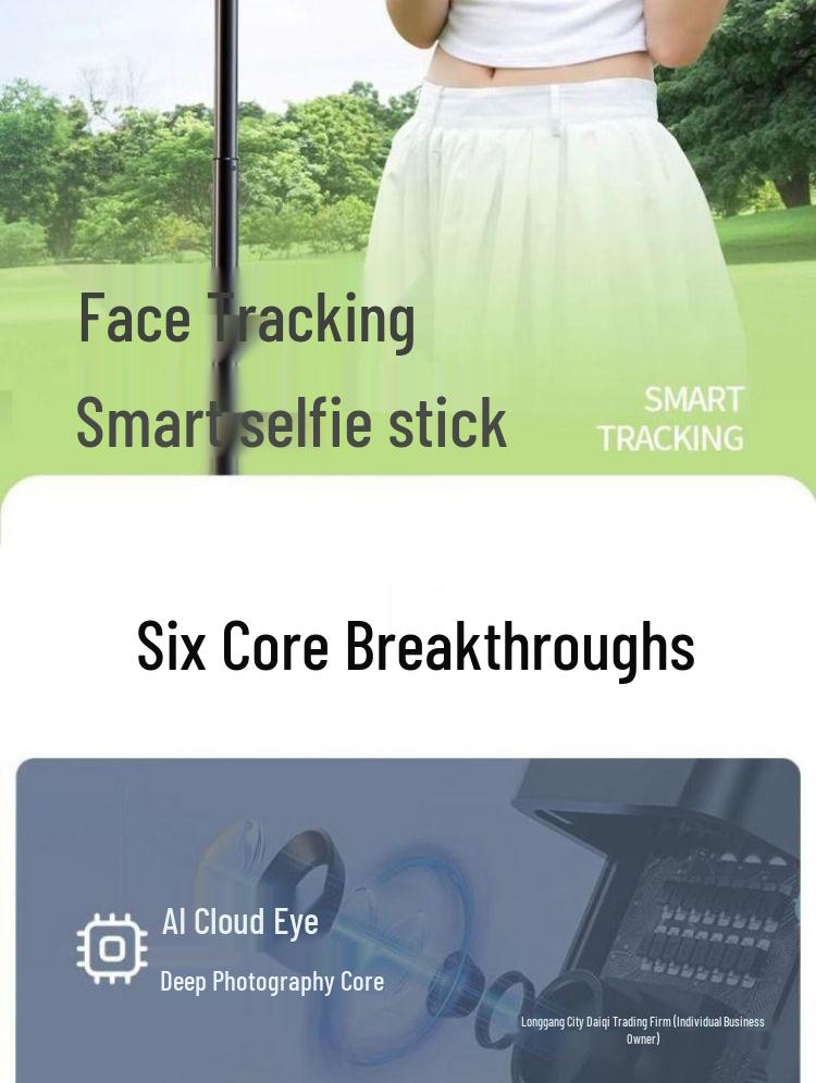 AI-Powered 360° Rotating Selfie Stick and Mobile Phone Stand with Face Tracking